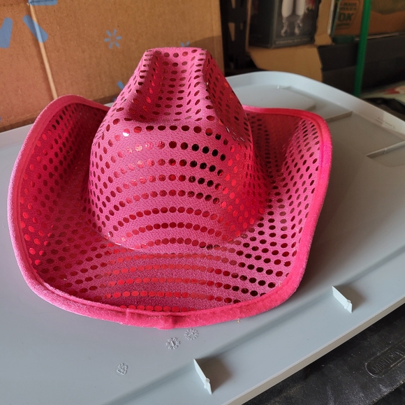 Vibrant Pink Sequinced Cowgirl Hat - Picture 4 of 6